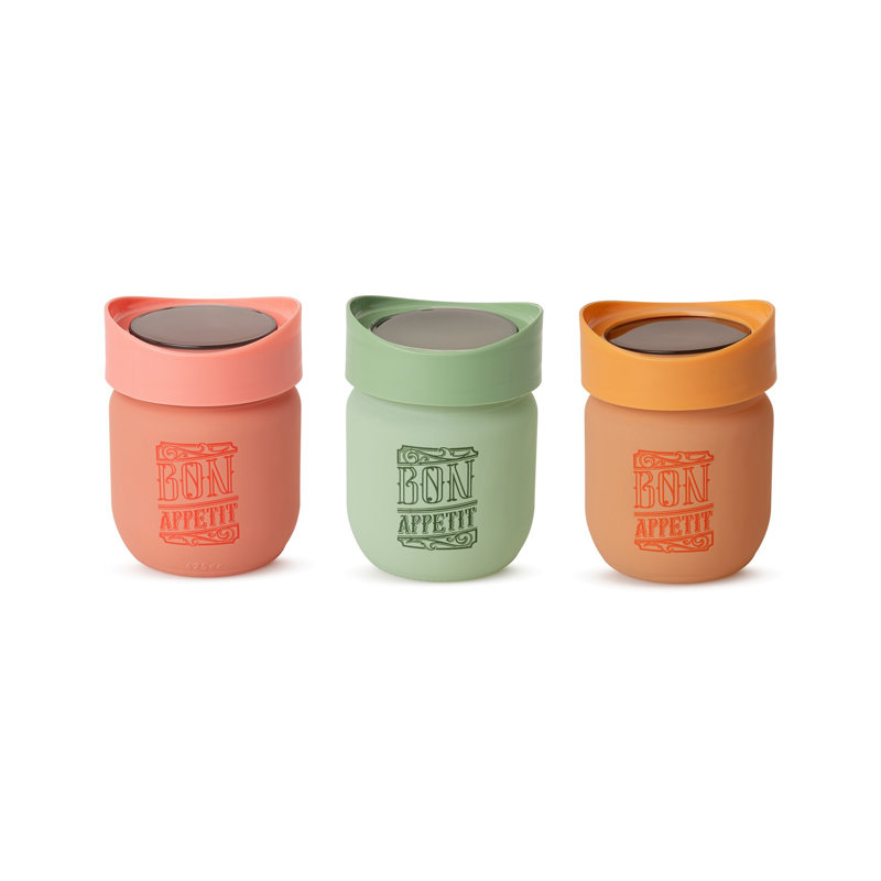 Elegant 3-Piece Glass Jar Set, 4.3 x 3.5 x 4.3 inches | 100% Glass with Stackable See-Through Plastic Lids | BPA Free, Dishwasher Safe | Perfect for Kitchen Storage & Organization, Stylish and Functional Design