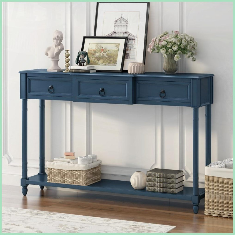 Table basse rustique chic en pin massif pour vestibule / salon, grand rangement et amp; Assemblage facile en 20 minutes
