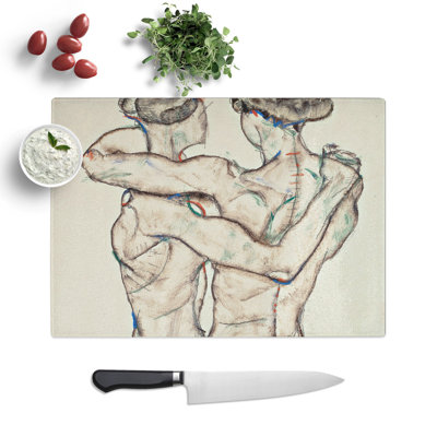 Naked Girls Embracing by Egon Schiele Chopping Board