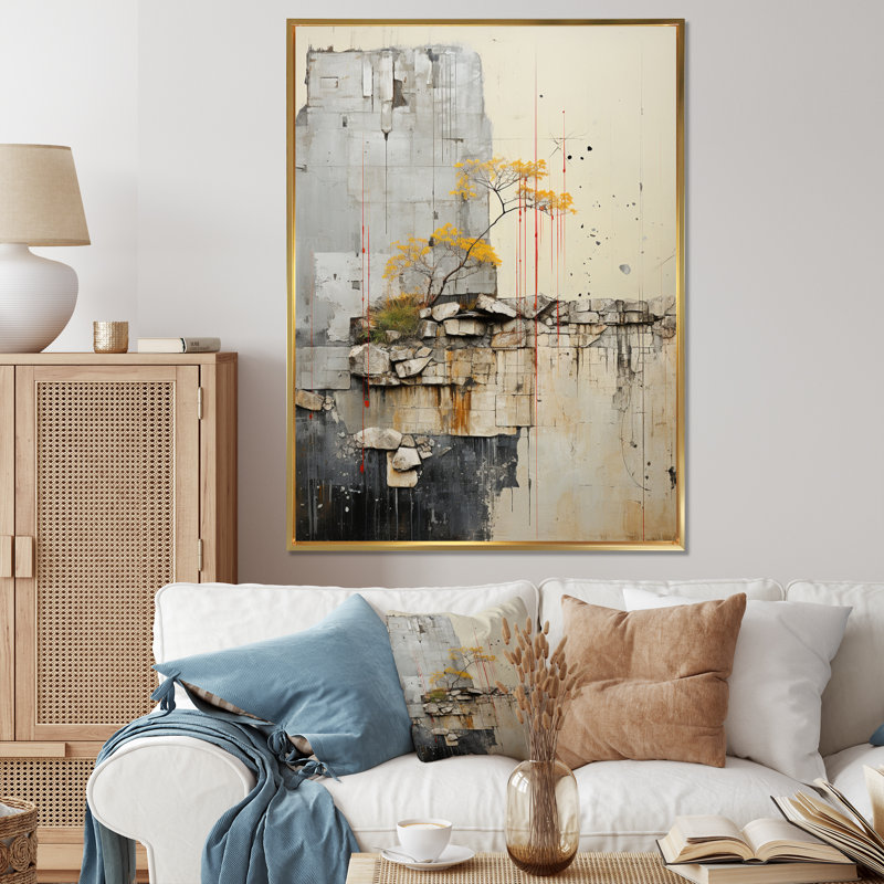 Impression sur toile «Minimalisme barrage réservoir I - paysages urbains», H 32 po x l 16 po x P 1 po, Cadre flottant doré