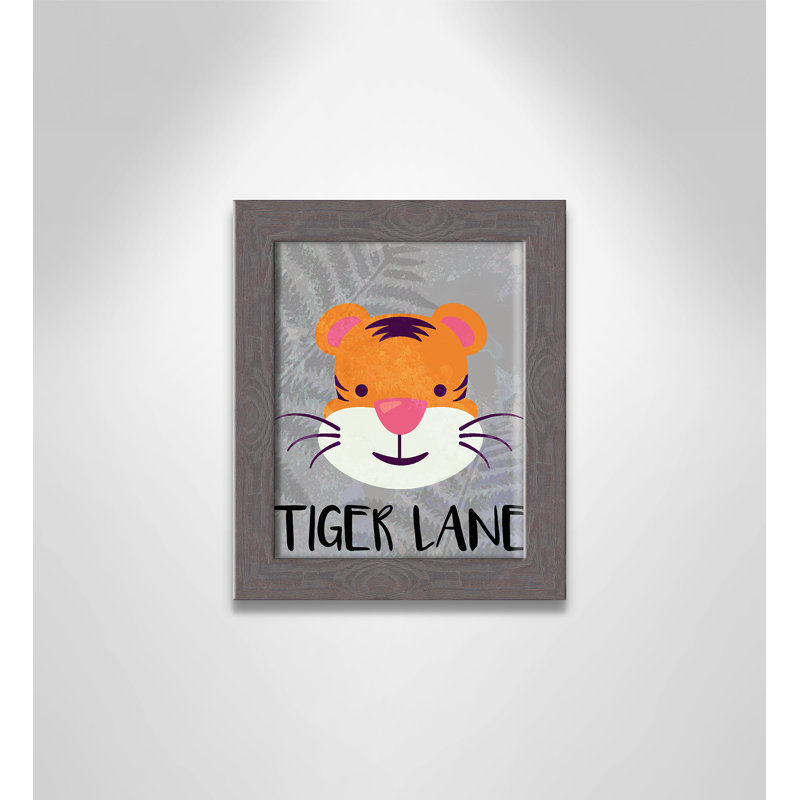 Impression sur papier Tigert Lane Tiger Lane, H 10 po x l 8 po x P 0,6 po, Encadré plat à grain de bois gris