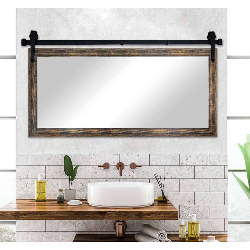 Miroir de salle de bain Ensley, 30,5 po x 45,5 po, Brun brossé
