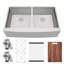 Évier de cuisine à tablier frontal en acier inoxydable de calibre 16 avec cuve double 36 pouces Blenzia 36 po x 21 po x 10 po