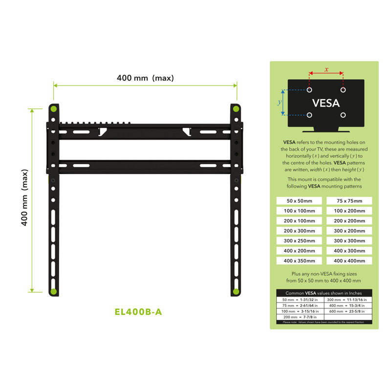 Support mural fixe noir Lehew pouvant supporter jusqu'à 88 lb