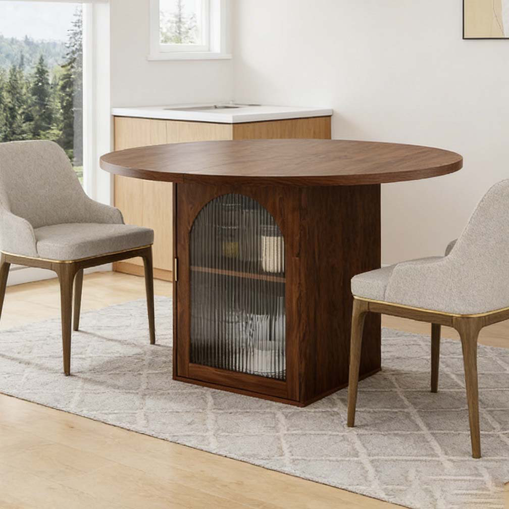 Latitude Run® 47 Inch Round Dining Table with Storage Cabinet - Wayfair ...