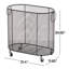 Chariot de rangement mobile à roulettes ovale en métal noir avec poignées en anneau, 21 po x 12 po x 21 po-457290142