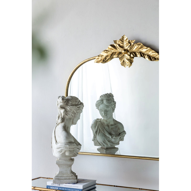 Miroir mural arqué avec cadre en métal doré, miroir mural pour le couloir de la chambre à coucher du salon, 35 po x 39,6 po