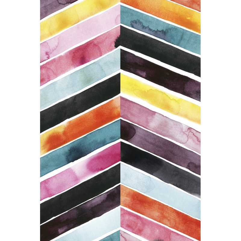Vivid Watercolor Chevron I - Wrapped Canvas Art Prints, 46cm H x 30cm W x 3.8cm D