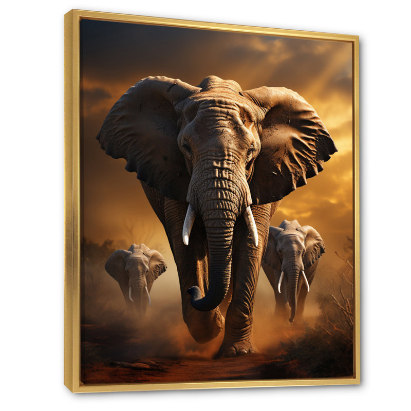 Éléphant chuchotant Izzibella d'Afrique III - impression, H 40 po x l 30 po x P 1,5 po, Cadre flottant doré