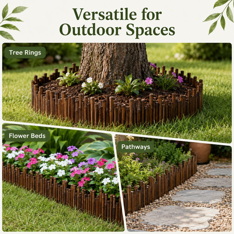 0.65ft * 2ft Natural Black Bamboo Border Edging
