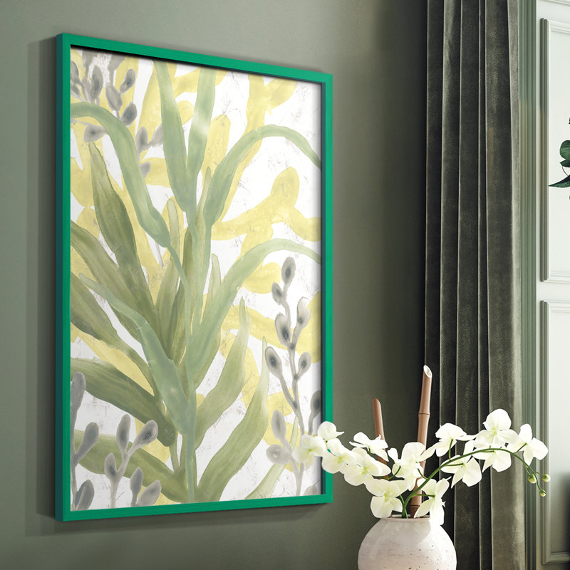 Sea Grass Fresco IV, reproduction encadrée - bois massif, Vert, H 10 po x l 8 po