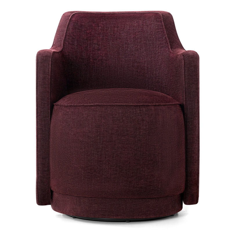 Fauteuil pivotant rembourré entièrement assemblé en tissu, Vin