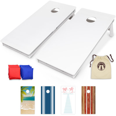 GoSports 4 x 2 ft Resort Collection All Weather Cornhole Board Game Set - Regulation Size - White
