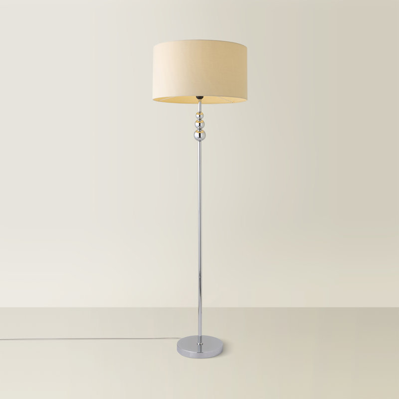 Randalia 145cm Traditional Floor Lamp, Chrome , Natural
