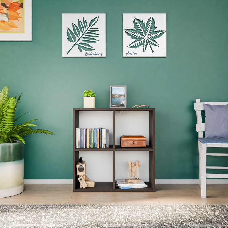 Bibliothèque décorative en bois massif 6 cubes Ariana 7,2, (2 tablettes) H 28,37 po x l 28 po x P 11,81 po, Brun