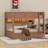 Full XL Over Full XL Bunk Bed With 2 Drawers, Wood Bunk Bed With Storage Cabinets And LED Lights-1145437983