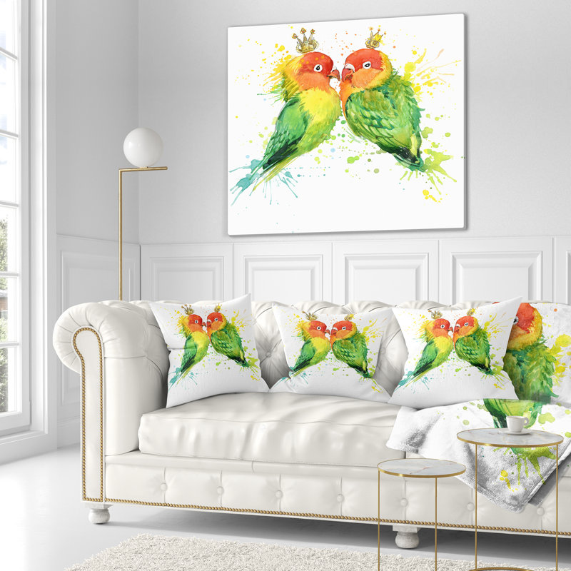 Coussin perroquets de la famille animal aquarelle, 16 po x 1 po, Coussin décoratif