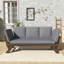 Chaise longue d'extérieur en bois avec méridienne et coussins gris-2102385236-2102385237