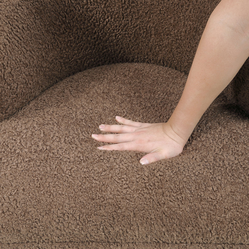 Chaise moderne avec revêtement brun bouclé et chaise d'appoint à base en mousse, fabrication en contreplaqué, Brun