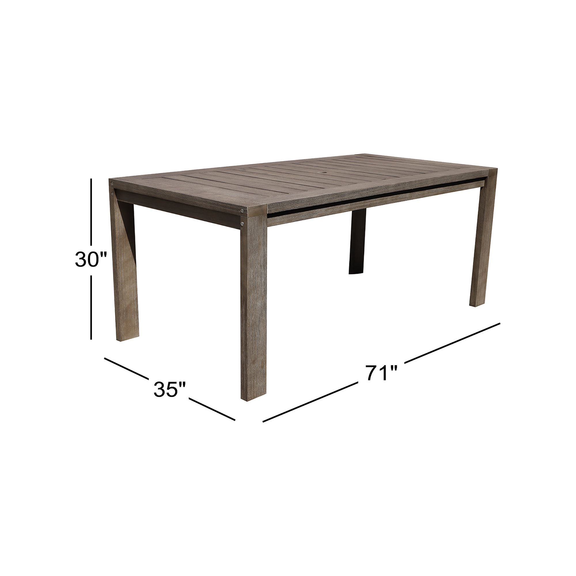 Joly Outdoor Dining Table, Gray, 30" H x 71" W x 35" D