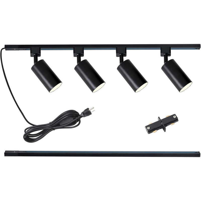 Plug In Track Lighting With Power Cord, Matte Black