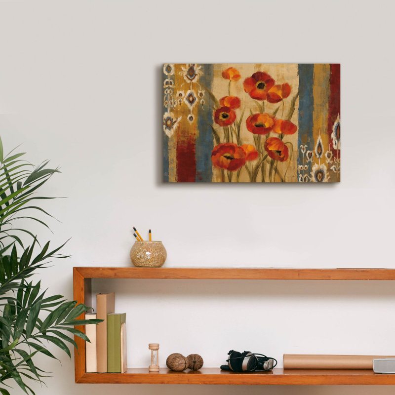 «Ikat Floral Tapisserie» par Silvia Vassileva, art mural sur toile, H 12 po x l 18 po x P 0,75 po