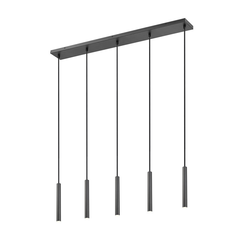 Lustre linéaire à 5 lumières Mahlum, 193.9", Noir mat