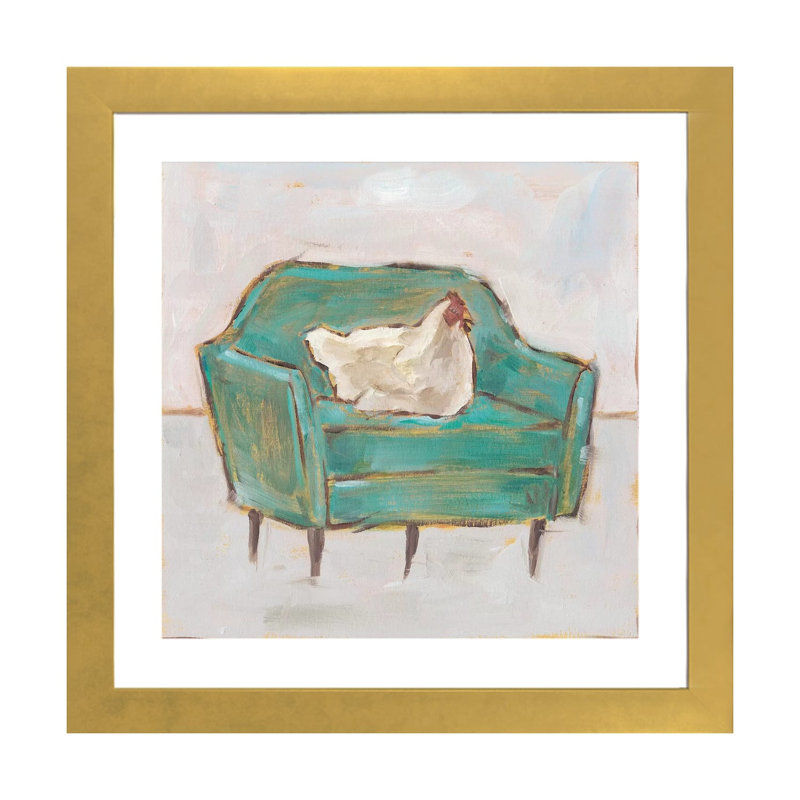 «Creature Comforts VII» par Ethan Harper - reproduction d'art, H 24 po x l 24 po x p 1 po, Papier encadré doré, Blanc