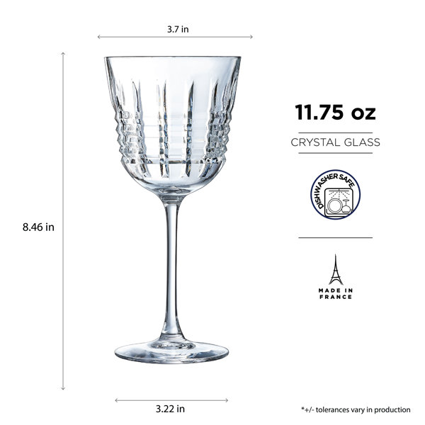 Creativeland CTL-US005B-4 12.5 oz Crystal Round Wine Glass, White - Set  of 4 