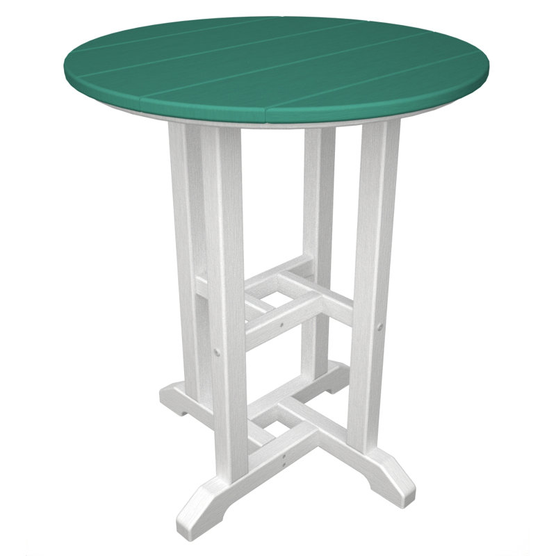 Table de salle à manger POLYWOOD Tables, 29" H x 24" W x 24" L, White / Aruba