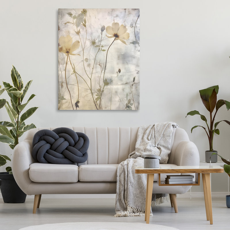 «Soft Neutral Botanicals», art mural sur toile par lettré et doublé, H 48 po x l 36 po