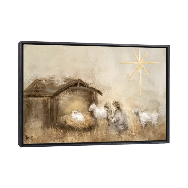 Nativité neutre - reproduction d'art murale - toile encadrée, H 18 po x l 26 po, Cadre flottant sans passe-partout