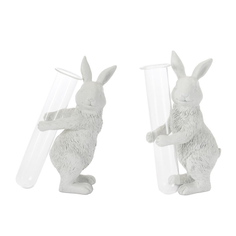 Vase blanc avec bourgeons de lapin (ensemble de 2)