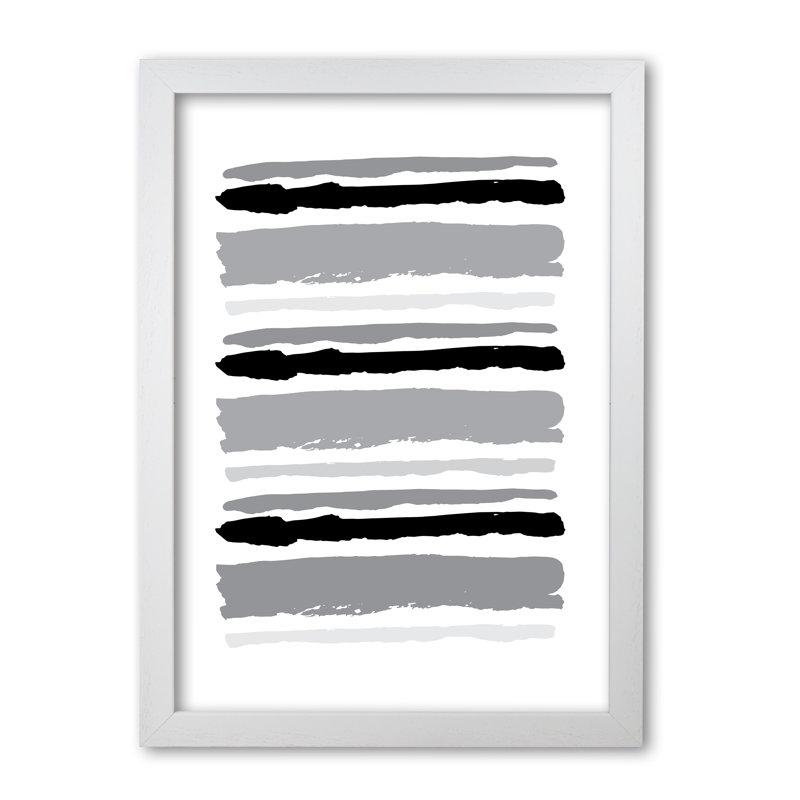 Black Contrast Abstract Stripes - Print, 42 cm H x 30 cm W x 5 cm D, White Grain Frame