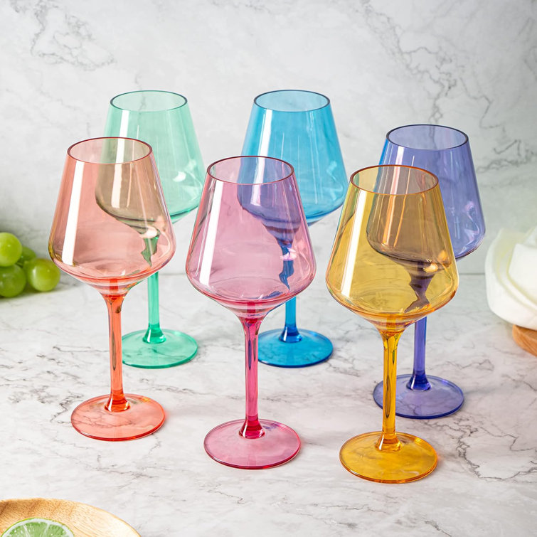 Champagne Coupes 12oz by The Wine Savant - Colorful Champagne Glasses