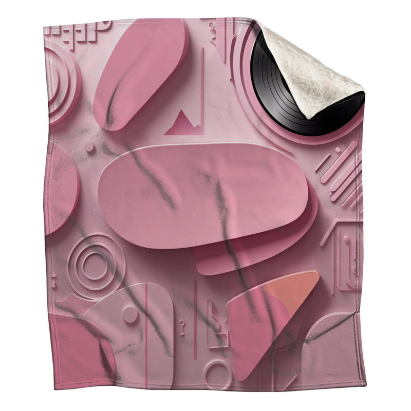 Pink Vinyl Record Abstract Blankets, 60in W x 80in H