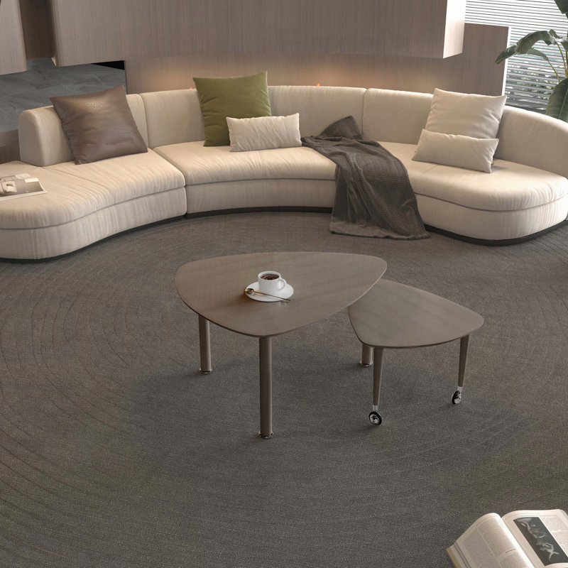 Table basse rotative à 360 ° avec placage de chêne gris - 37,4 po x 30,7 po, Plateau gris / base grise