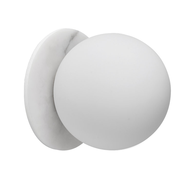 Bronwood Flush Mounted Sconce, White, Alabaster, 6" H x 6" L x 6" W