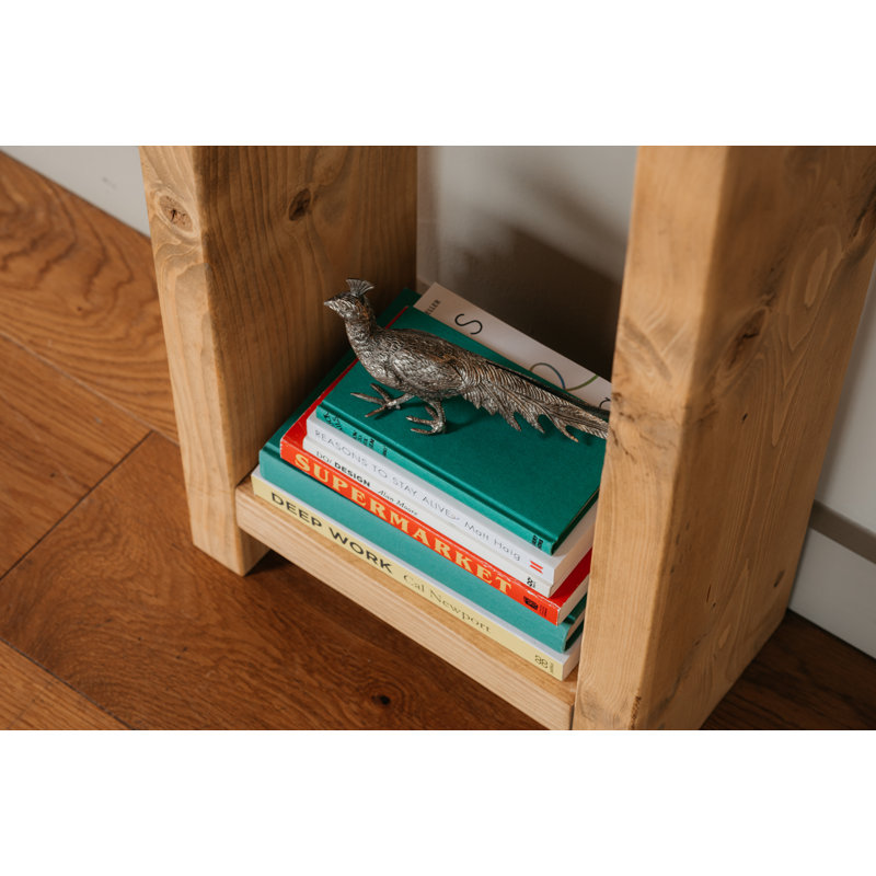 Barkeyville Solid Wood Sled End Table, Dark Oak