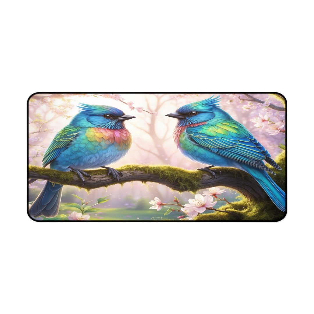 Colorful Spring Birds Desk Mat