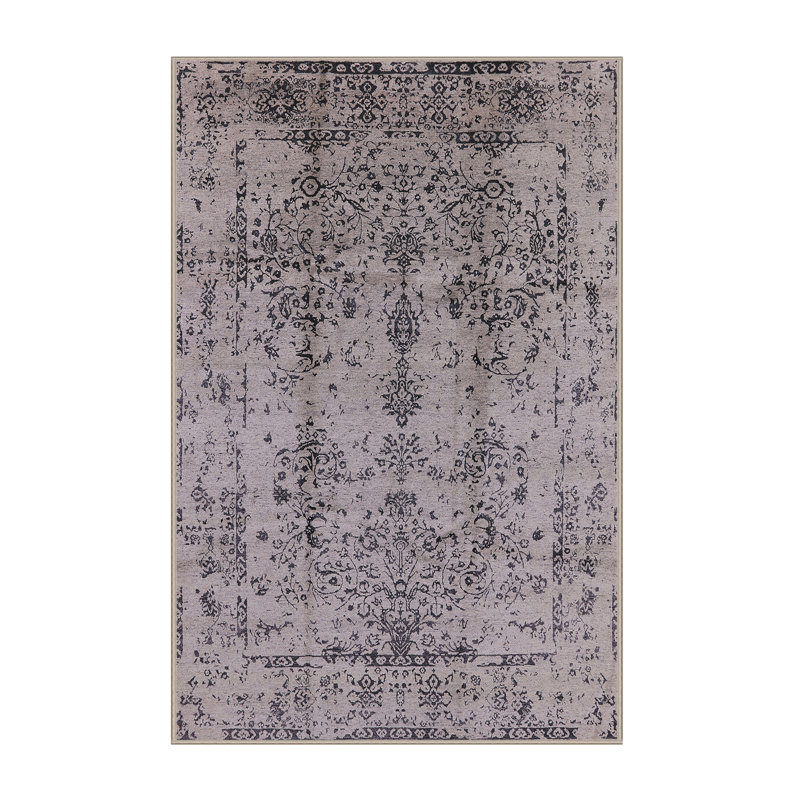 Tapis oriental gris / noir Hurustr, Rectangle 7 pi x 9 pi