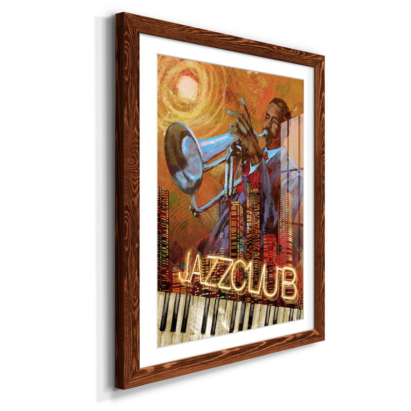 Jazz Club - Reproduction d'art graphique sur papier encadré, H 44 po x l 31 po x P 1 po, Érable