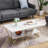 Faux Marble Coffee Table - 2 Tier Open Shelf, Metal Frame, and Geometric Design-830915527
