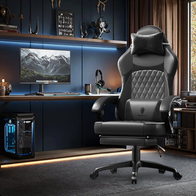 Ergonomic Gaming Chair With Pocket Spring Cushion & Massage Lumbar Support - High Back Office Computer Chair With Footrest For Adults, 300LBS Capacity