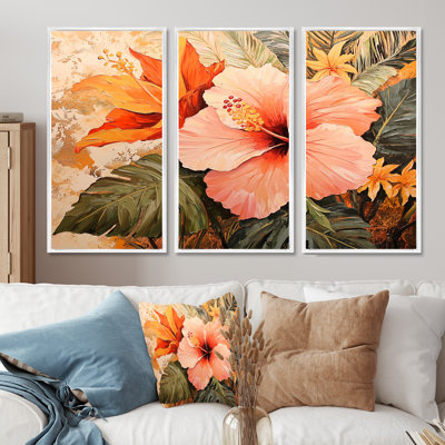 Hibiscus And Heliconia In Hawaii II - Hibiscus Wall Art Print Set