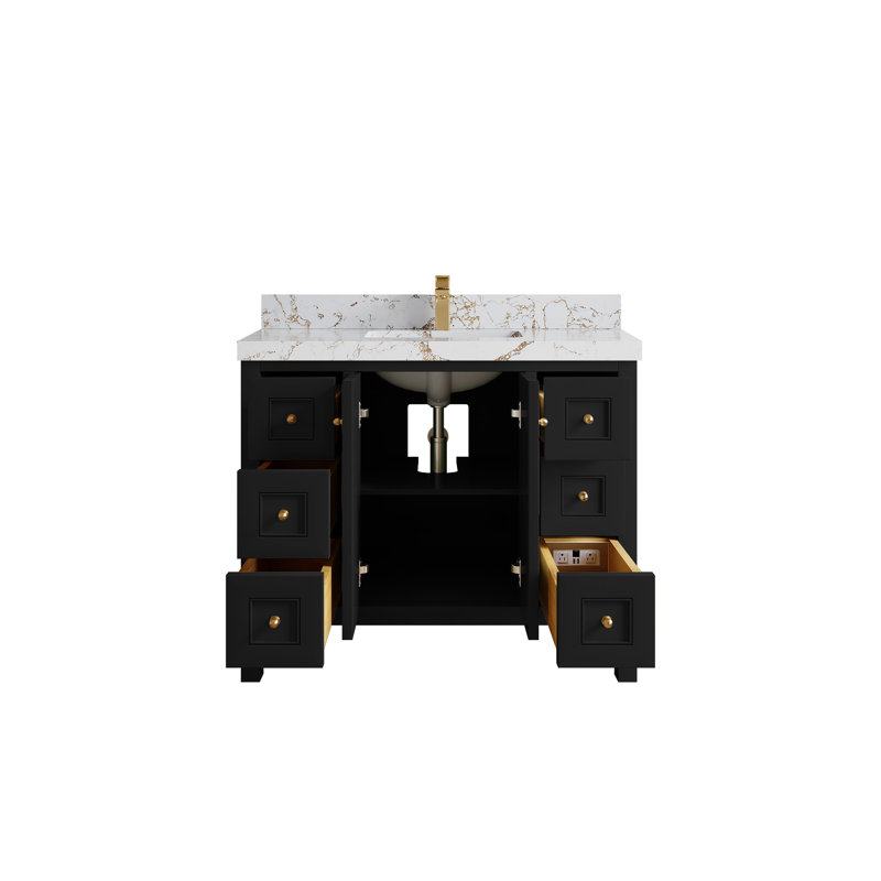 Ensemble de meuble-lavabo simple N x L 4 po x P 2 po Nashville, Doré Viola