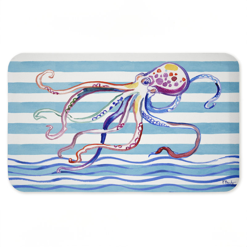 Tapis de sol anti-fatigue Brushstroke, Coup de pinceau, vie marine sur rayures