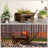Wooden Wagon Planter Box, Mobile Wheelbarrow Style Flower Cart with 4 Rolling Wheels & Drainage Hole for Garden Patio Decor