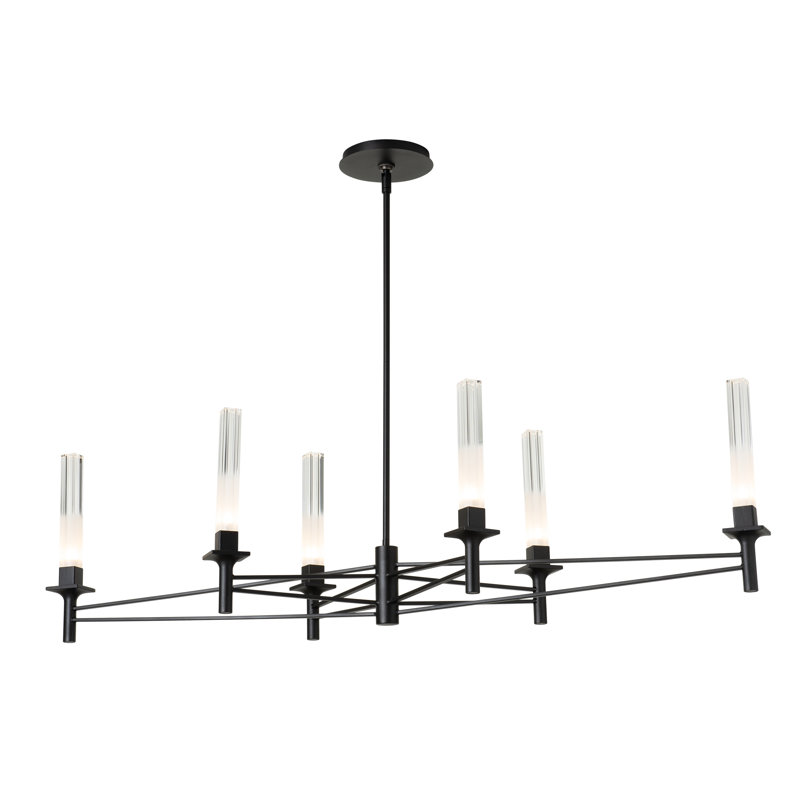 Truss 6-Arm Linear Chandelier, Black
