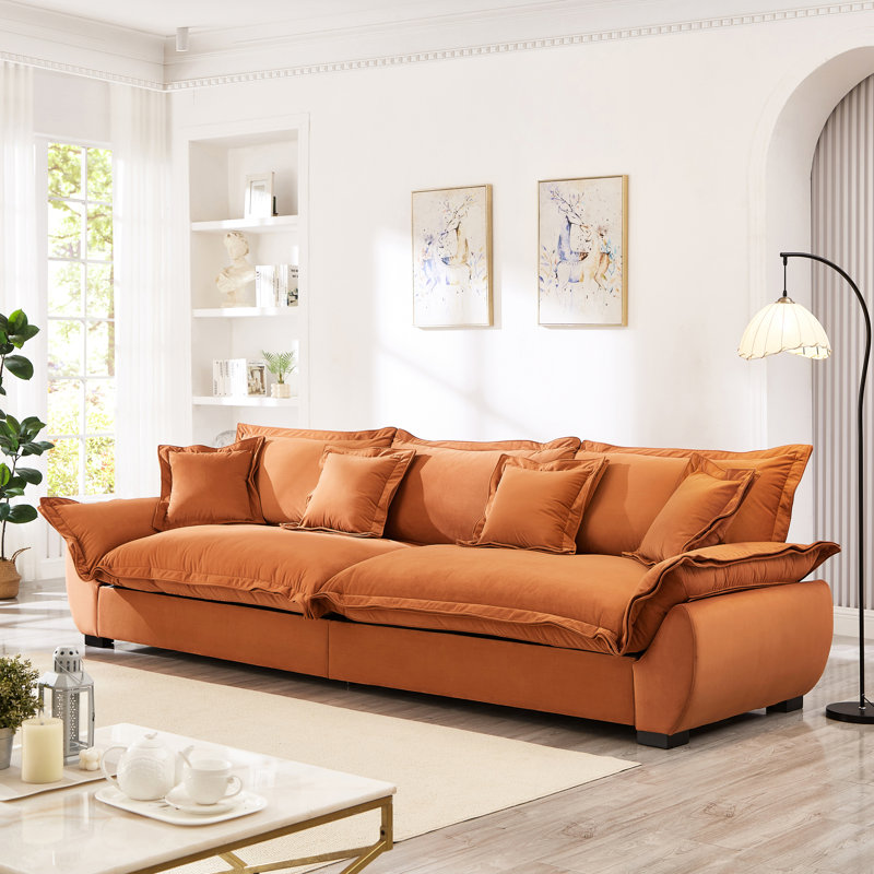 Voile orange avec rangement caché, housses de coussins lavables et sièges moelleux pour un espace de vie modulaire, tissu en velours respirant, espace de rangement